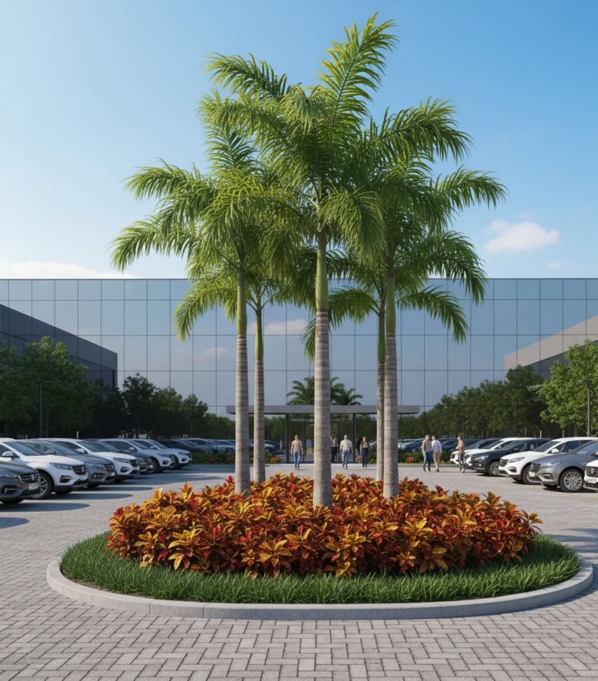 Paisagismo corporativo em estacionamento