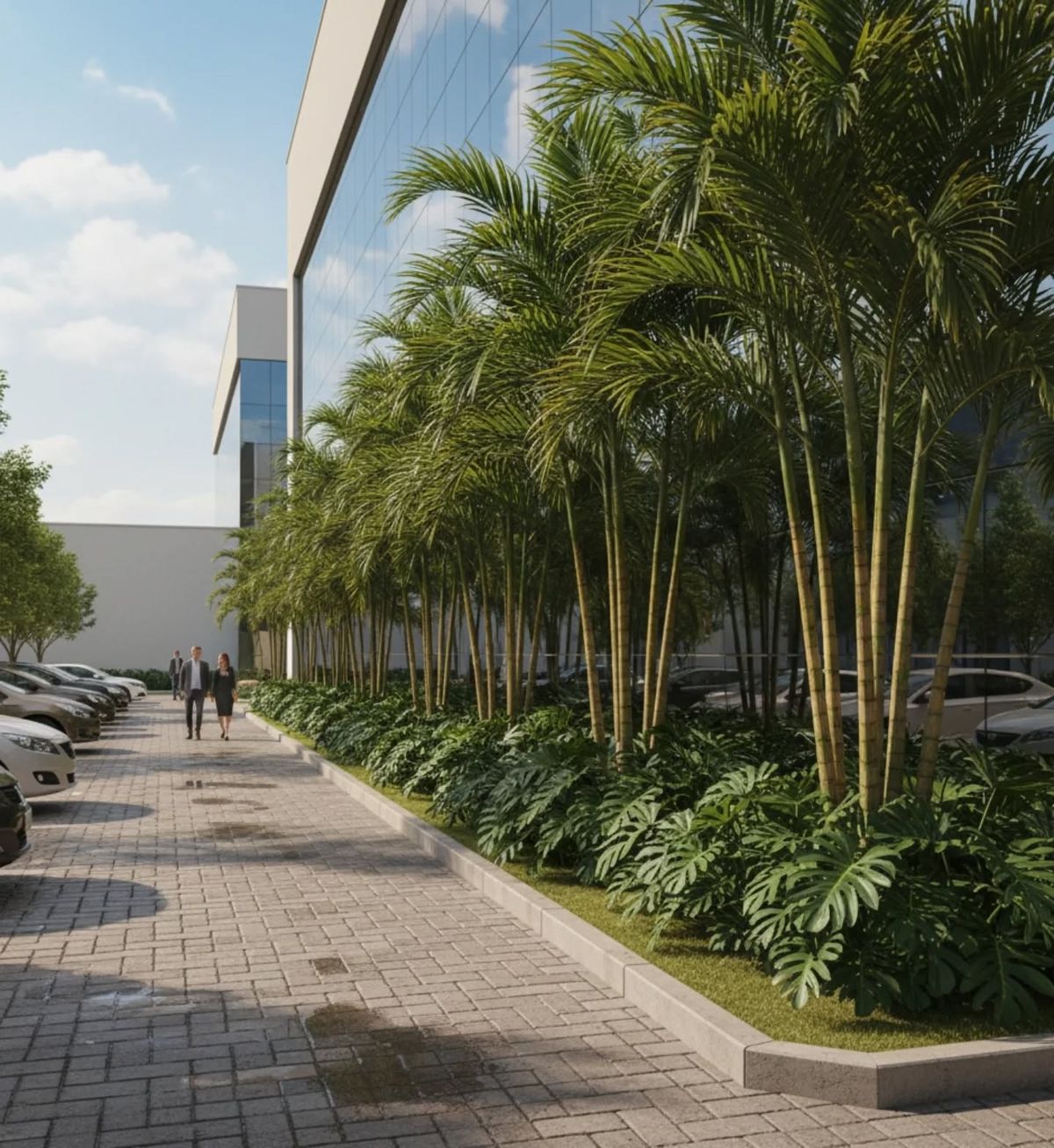 Jardinagem corporativa em acesso empresarial